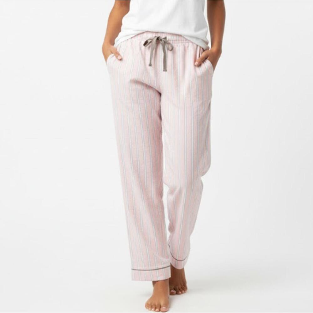 STATE OF DAY WOMENS PLAID FLANNEL PAJAMA PANTS PINK STRIPE - XXL